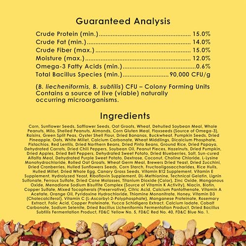 Kaytee Fiesta Parrot Food for Large Birds, 2.5 Pounds | Fun feeding. Bird food with fruits, veggies, grains. Bird seeds, shapes and textures for natural foraging