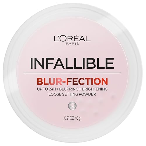 L'Oreal Paris Infallible Blur-fection Longwear Loose Setting Powder, Blurring Face Powder With Up to 24HRs of Wear, Brightening Light Pink, 1 Kit