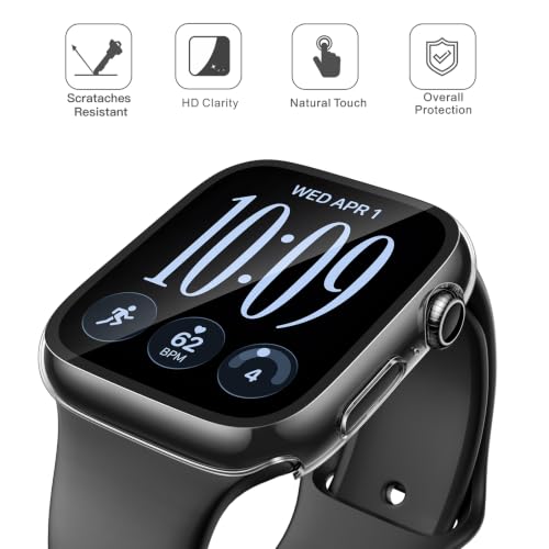Misxi 2-Pack Hard Case for 46mm Apple Watch Series 12 (2026) | Cover with 9H Tempered Glass Screen Protector for 12, Ultra-Thin Anti-Fall Protection Anti-Scratch, Crystal Transparent
