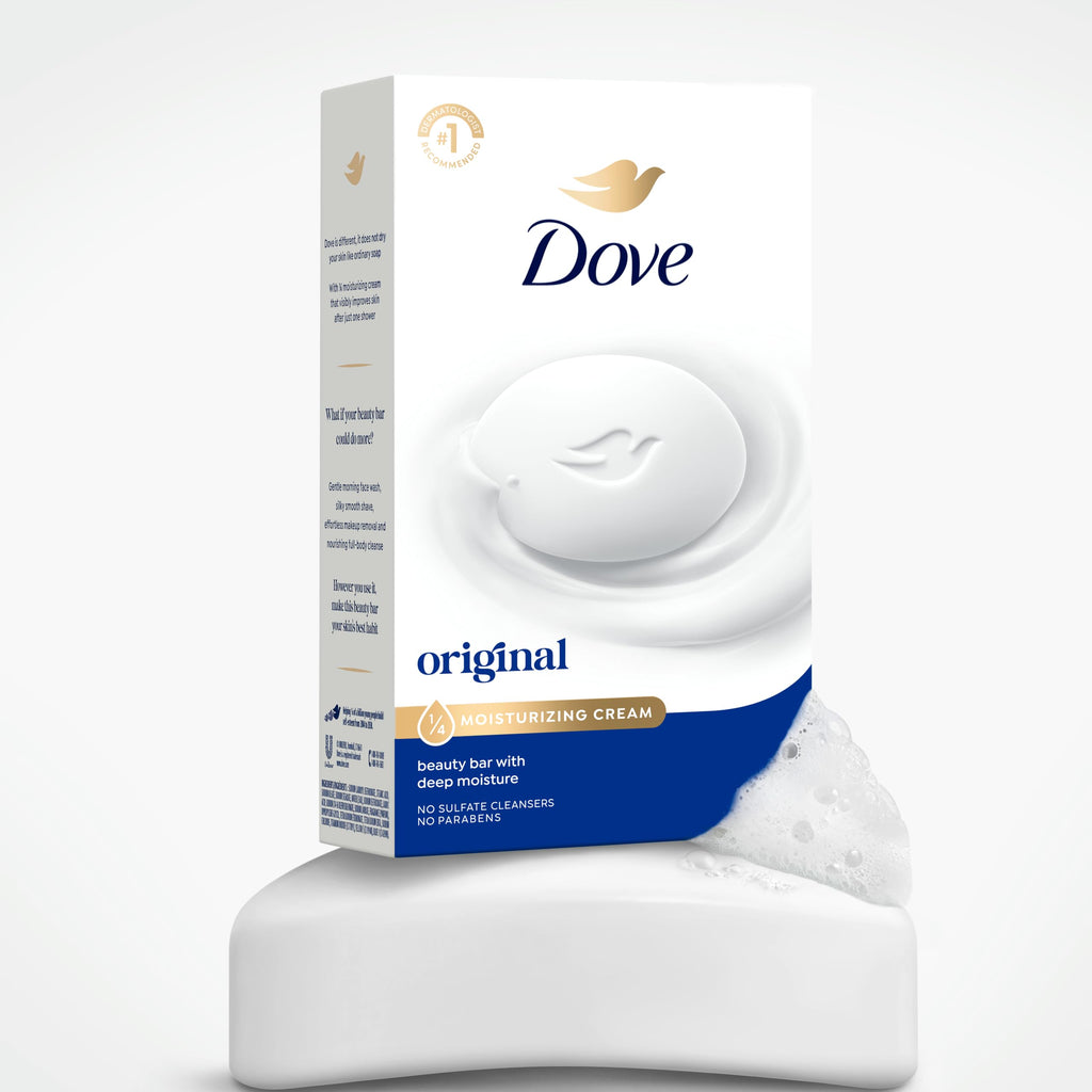 Dove Beauty Bar Soap Original 8 Count for Soft, Smooth Skin, with 1/4 Moisturizing Cream 3.75 oz