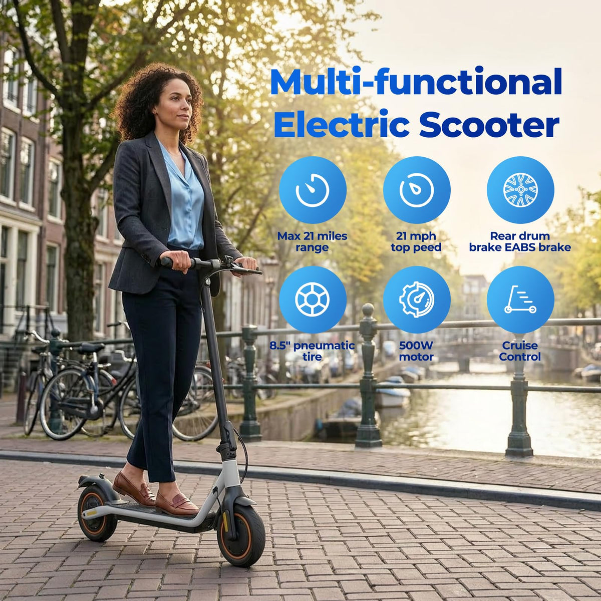 Electric Scooter Adults, 1000W/500W Motor, 28/21 Miles Max Range, 10''/8.5" Tires All Terrain, 25/20 MPH Top Speed, Lightweight Commuting E Scooter, Foldable for Adults Teens