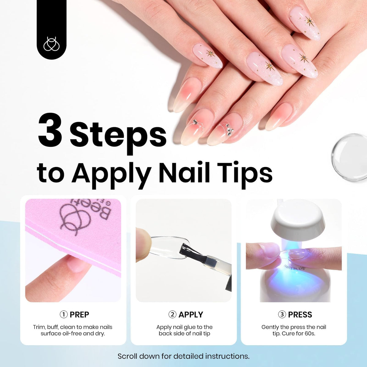 Beetles Gel Polish 9 in 1 Gel Nail Glue for Clear Acrylic Nail Tips | 2Pcs 15ml Long Lasting Nail Gel Kit for False Nails Tips, Base Blooming Nail Gel, U V Light Required, Gift for Women