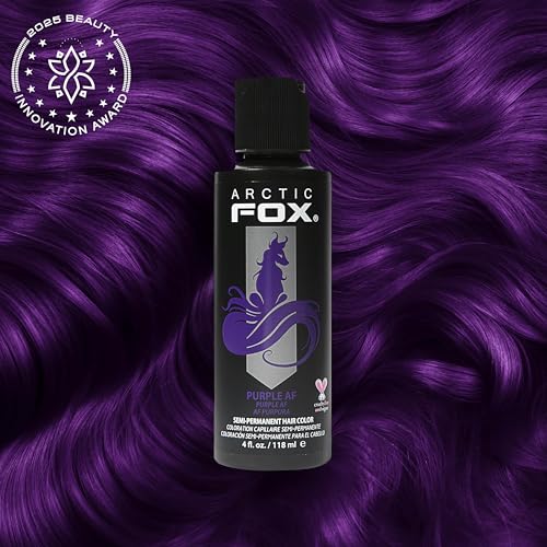 ARCTIC FOX Semi-Permanent Hair Dye Purple AF - Vegan Ammonia-Free - 4 fl oz | Vivid and Vibrant, Cruelty Free, Ammonia Free, Peroxide Free, , Cream Formula