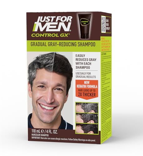 Just for Men Control GX Gray Reducing Shampoo, Keratin, 4 Fl Oz (1 Pack)