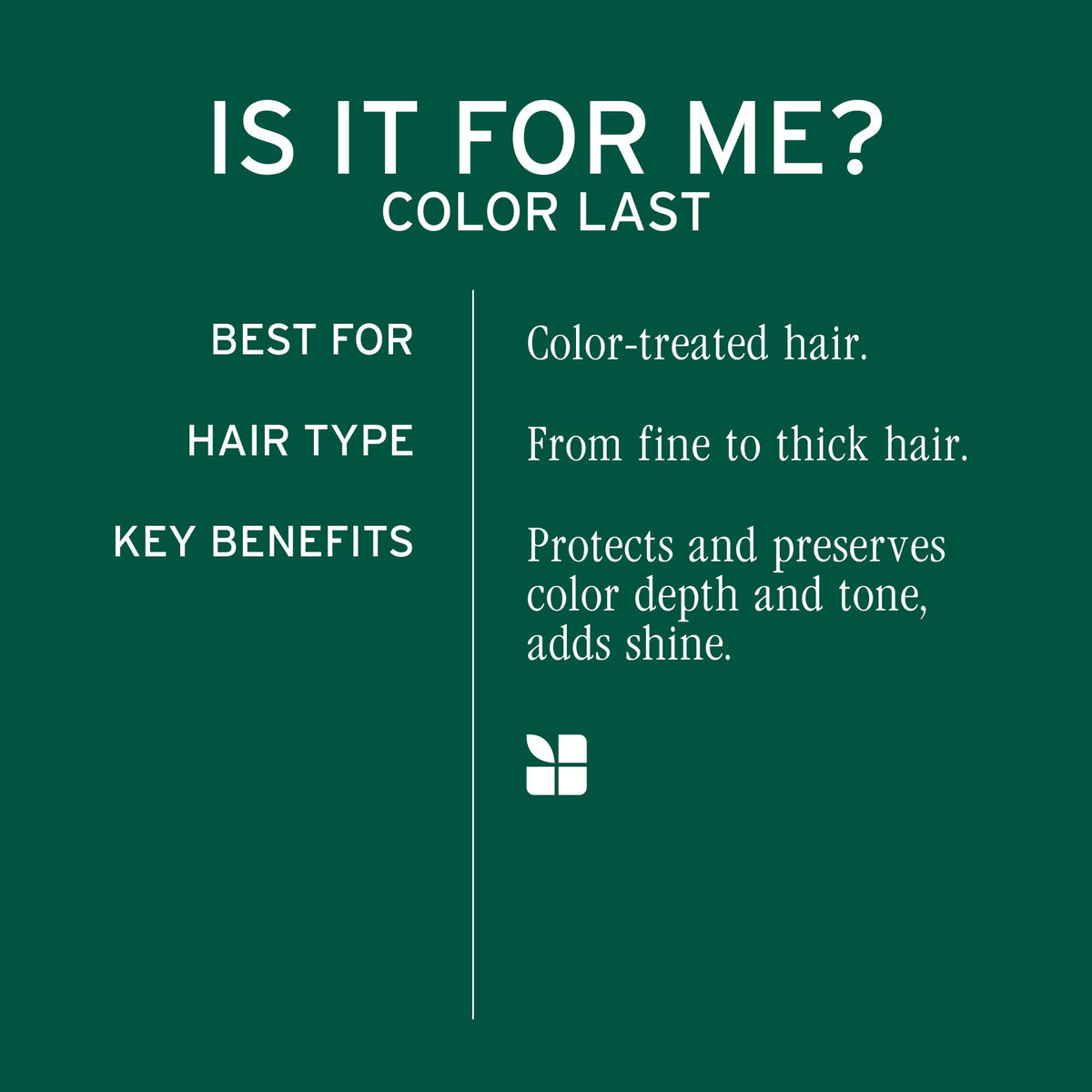 Biolage Color Last Shampoo – For Color-Treated Hair | Soybean oil, stearic acid, vegan, paraben-free, mineral oil-free, cleanses, hydrates