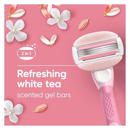 Gillette Venus ComfortGlide White Tea 4 count, with Gillette Venus ComfortGlide plus Olay 2 count, Women's Razor Blade Refills