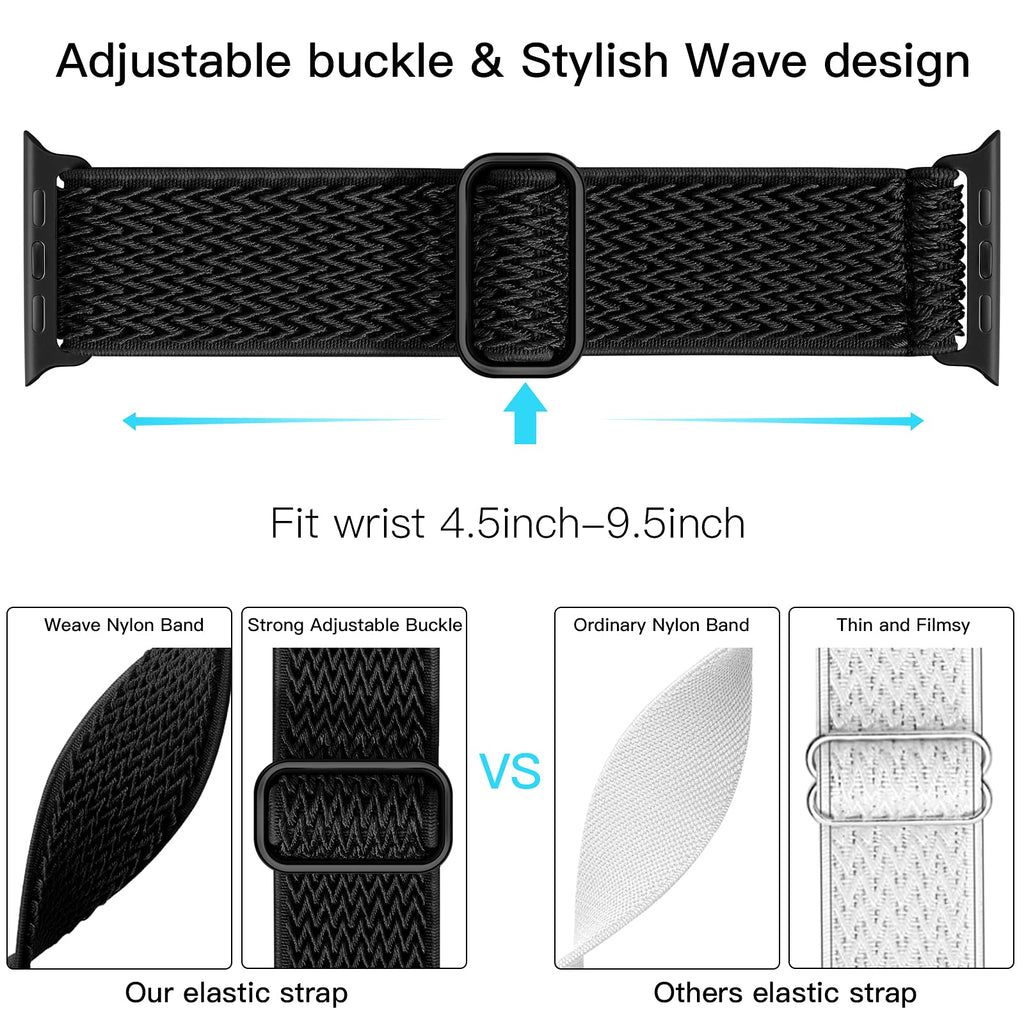 Lerobo Stretchy Nylon Band Compatible with Apple Watch Bands for Women Men | Soft Solo Loop Sport Strap for iWatch Series 12 11 10 9 8 7 6 5 4 3 2 1 SE Ultra 38/40/41/42/44/45/46/49mm, Breathable