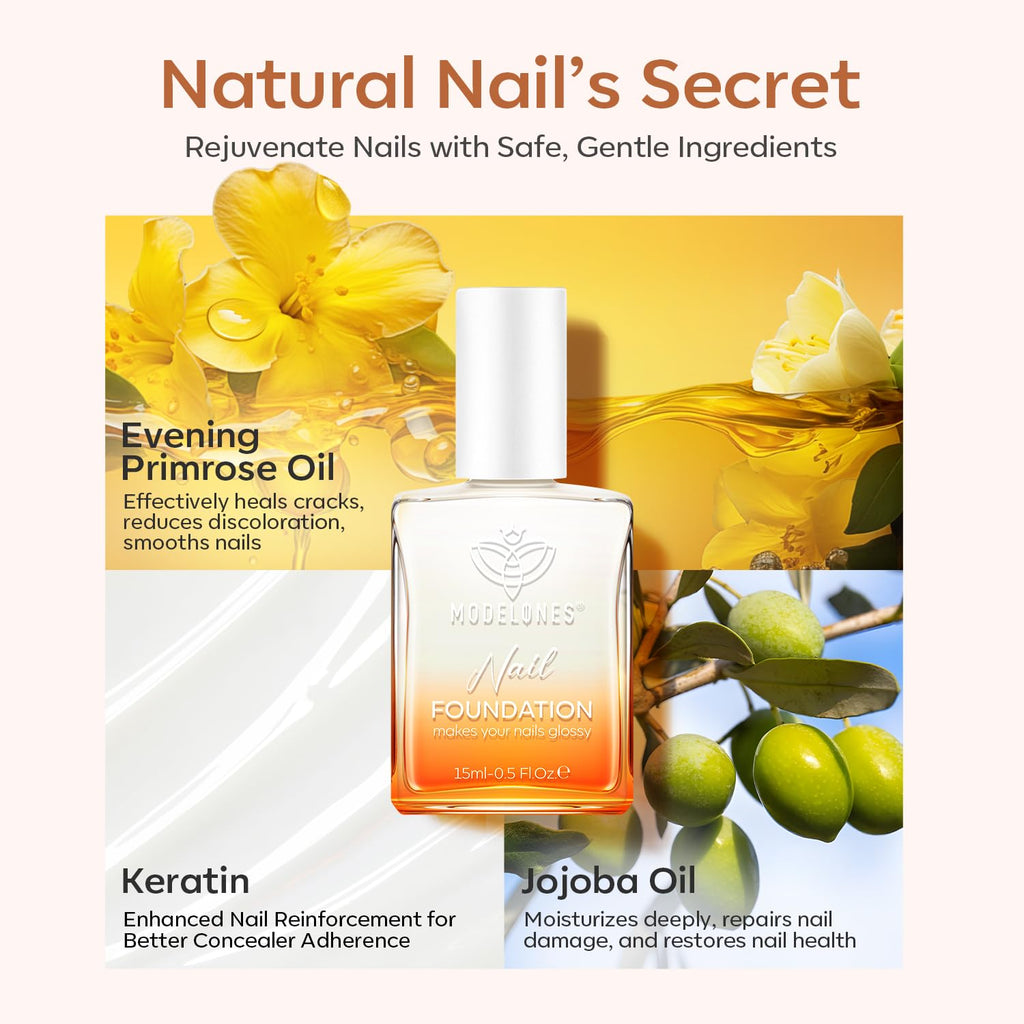 Modelones Nail Strengthener and Growth, Milky White Nail Polish Hardener | Extra Strong and Growth Fall Nail Repair Natural Strengthening Polish Concealer Foundation Nail Stuff Toenails Gifts 15ml
