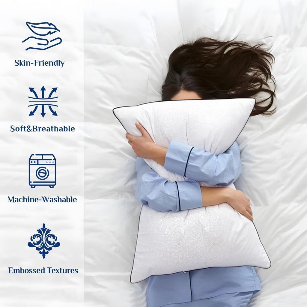 JOLLYVOGUE Pillows Standard Size Set of 2, Cooling and Firm Pillows with Oeko-Tex Certified Down Alternative Filling for Side, Back, and Stomach Sleepers, Hotel Collection
