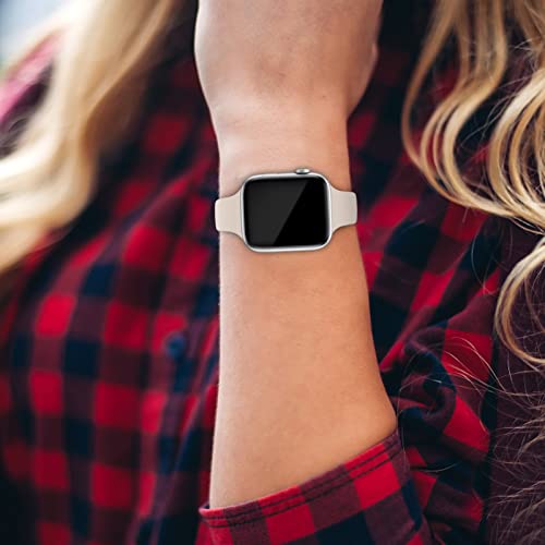 Thin Slim Silicone Band Compatible with Apple Watch Women Men, Starlight | 38mm 40mm 41mm 42mm 44mm 45mm 46mm 49mm, Soft Sport Strap Wristbands for iWatch Series 12/11/10/9/8/7/6/5/4/3/2/1 SE Ultra