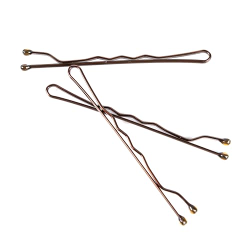 Amazon Basics No Slip Bobby Pins for All Hair Types, Secure Hold Hair Pins for Updos, Brunette Brown, 48 Count