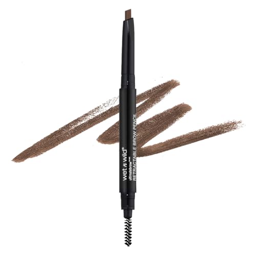 wet n wild Ultimate Eyebrow Retractable Definer Pencil, Medium Brown, Dual-Sided Brow Brush, Fine Tip, Shapes, Defines, Fills Brow Makeup