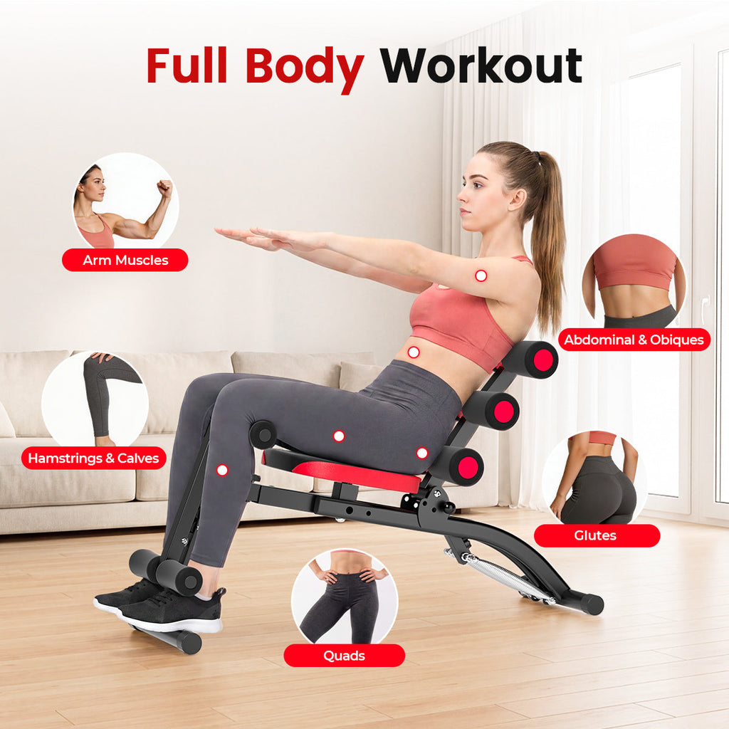 RELIFE REBUILD YOUR LIFE Foldable Ab Machine for Home Gym, Adjustable Ab Trainer & Sit Up Bench, Compact Core Workout Chair for Daily Fitness