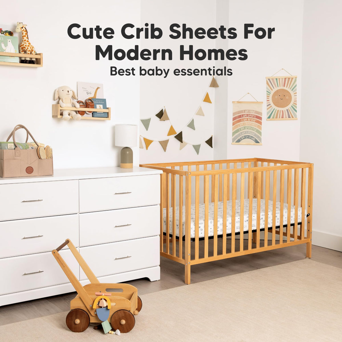 KeaBabies 2pk Organic Cotton Crib Sheets for Boys Girls 52x28, Soft White | Soft Breathable Fitted Crib Mattress Sheet Neutral, Cozy Cover for Baby Bed Set, Toddler Mattress, Cute Prints