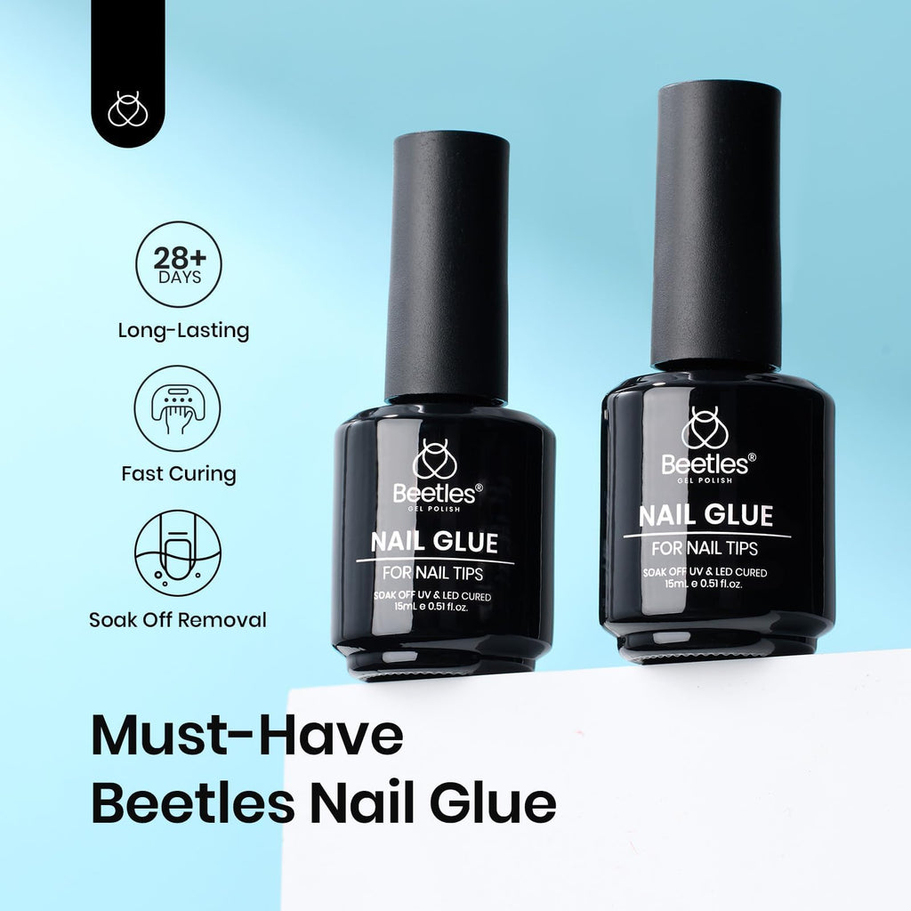 Beetles Gel Polish 9 in 1 Gel Nail Glue for Clear Acrylic Nail Tips | 2Pcs 15ml Long Lasting Nail Gel Kit for False Nails Tips, Base Blooming Nail Gel, U V Light Required, Gift for Women