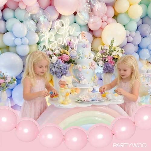 PartyWoo Pastel Linking Balloons 100pcs 6 Inch Rainbow Link Balloons | for Baby Shower Gender Reveal Engagement Bachelorette Easter Bridal Shower Anniversary Birthday Graduation Party Decorations