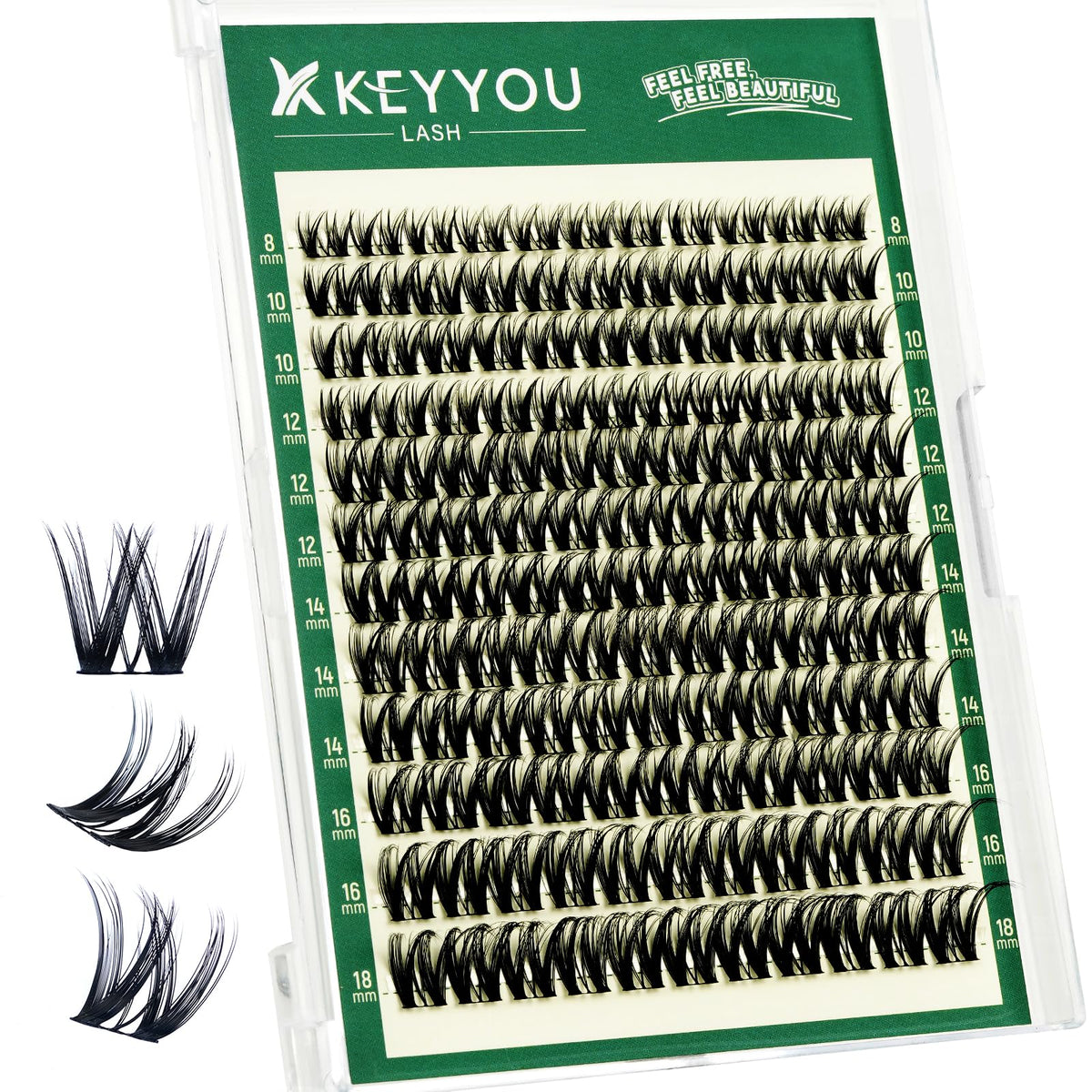 KEYYOU Flora Lash Clusters D Curl Wispy Flaunt Eyelash Extensions F01