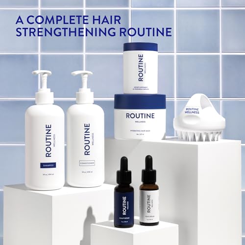 Routine Wellness Anti-Thinning Shampoo & Conditioner - Rose Hips | Clinically tested shampoo for thinning hair with biotin, pea peptides, saw palmetto oil, color safe, sulfate free