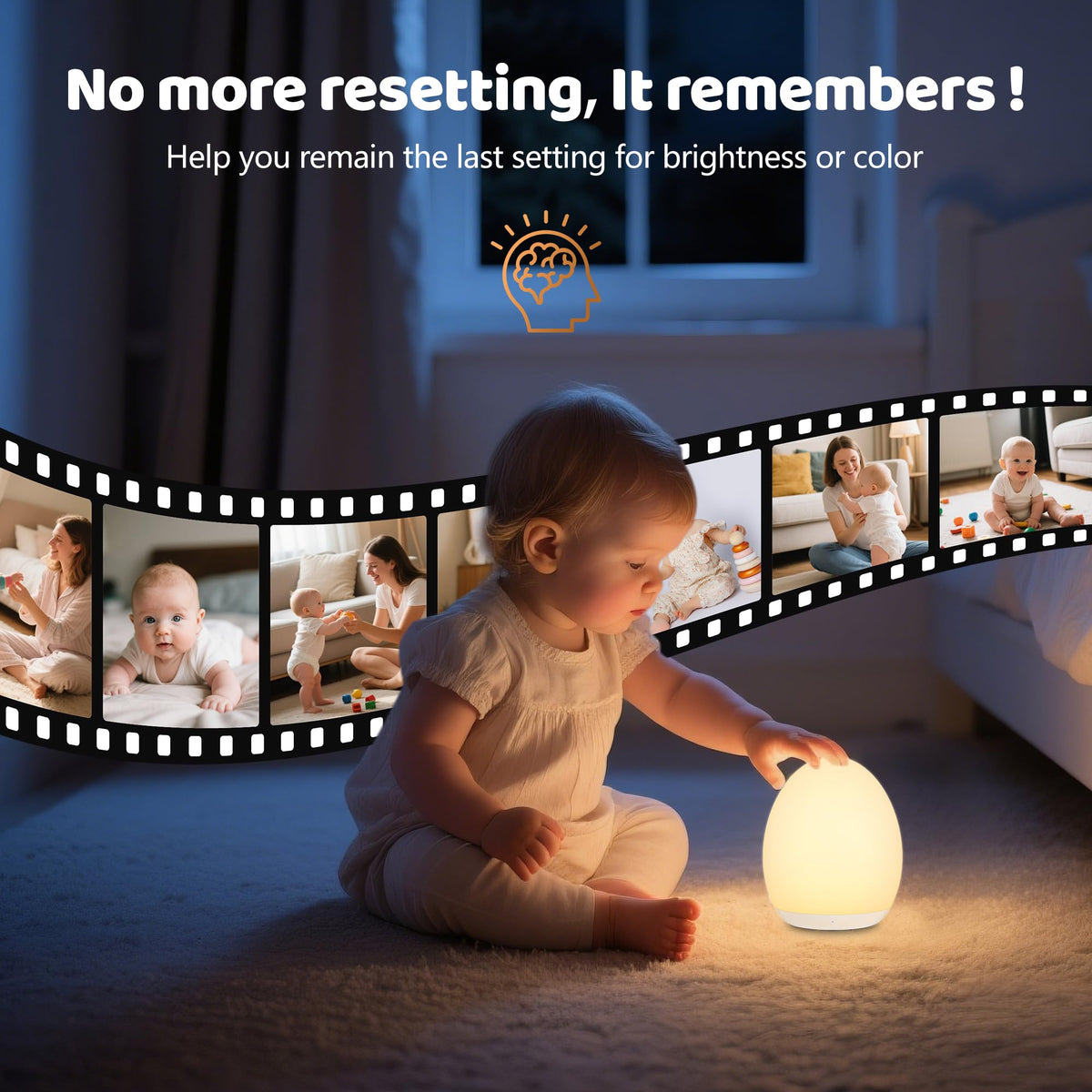 MediAcous Night Light for Kids, 7 Colors Changing Egg Light for Nursery | Stepless Dimming, Soft Silicone Touch Night Lamp with 1 Hour Timer, Rechargeable Nursery Night for Breastfeeding