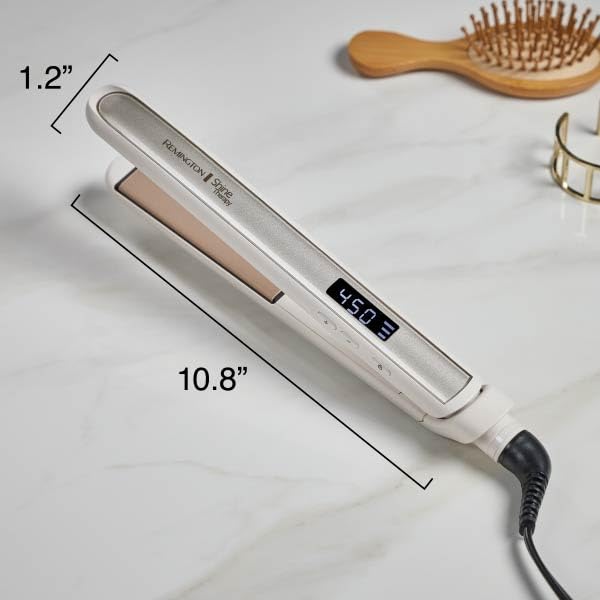 Remington Shine Therapy 1 Inch Hair Straightener, Argan Oil & Keratin | Keratin ceramic plates deliver smooth results; this flat iron reduces frizz for ideal hair styling.