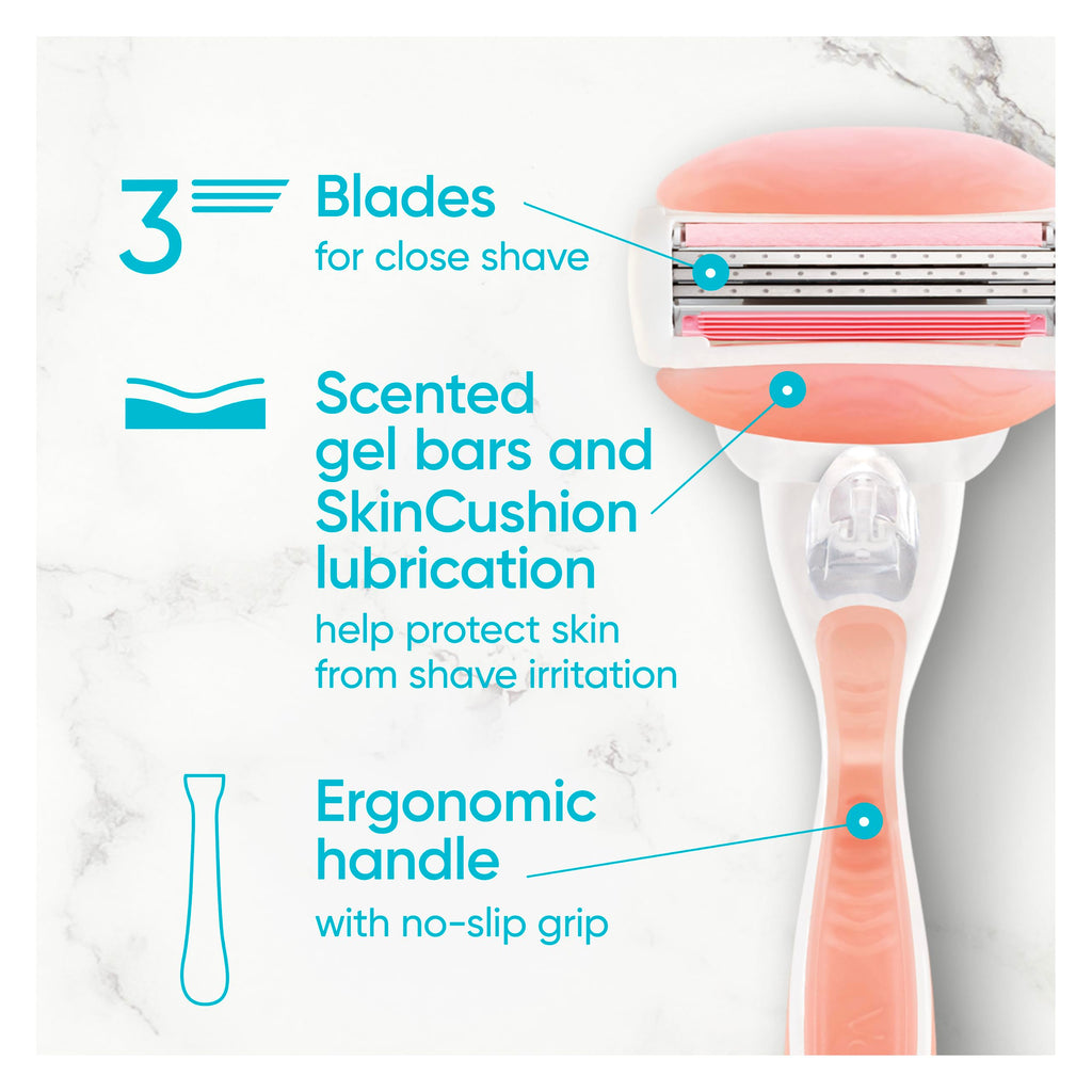 Gillette Venus ComfortGlide White Tea Women's Razor 1 Handle + 4 Blade Refills