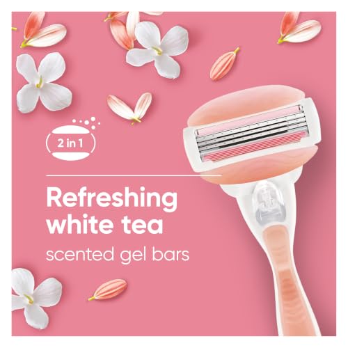 Gillette Venus ComfortGlide White Tea Women's Razor 1 Handle + 4 Blade Refills