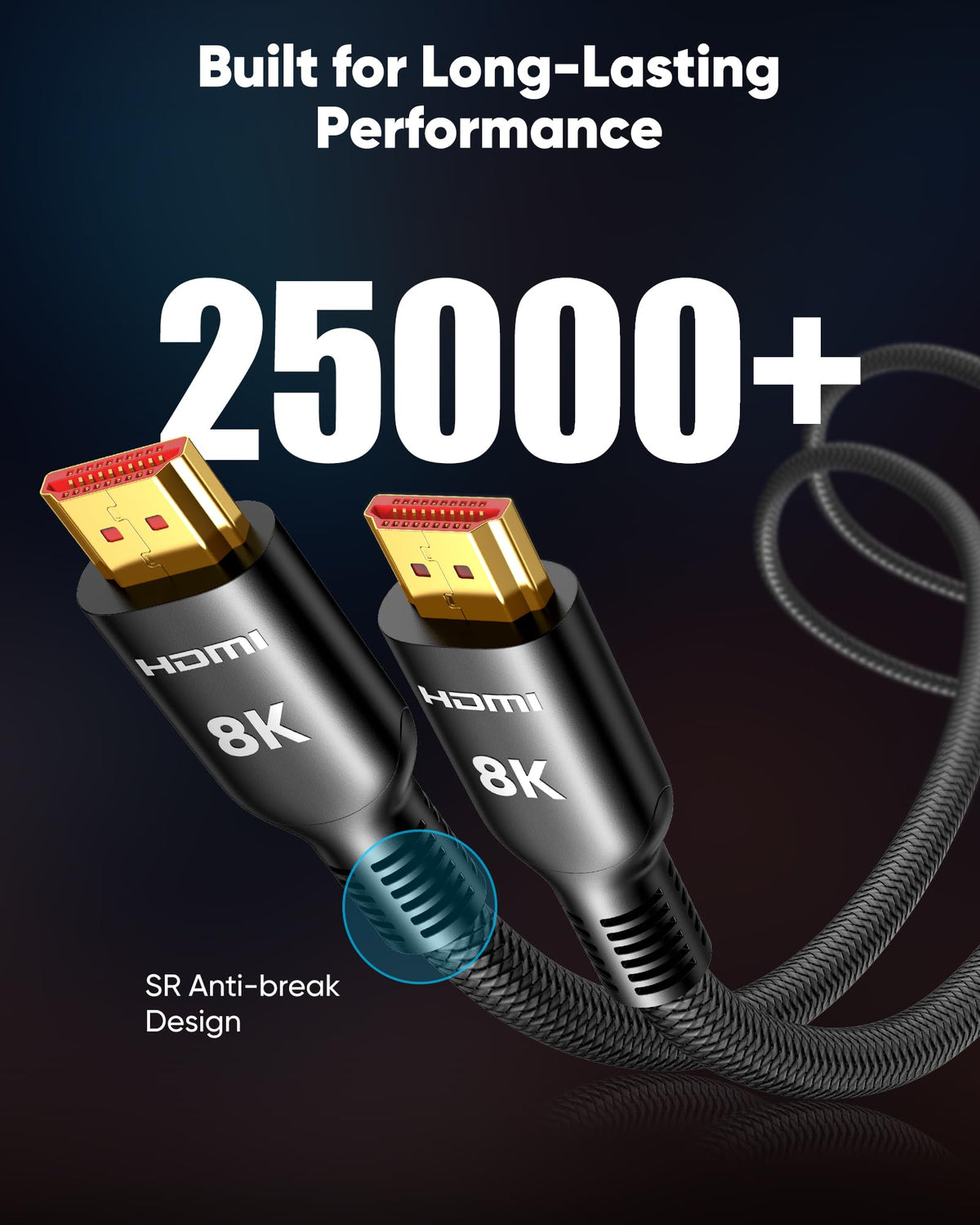 Highwings Long HDMI Cable 20 FT, 10K 8K Ultra HD High Speed 2.1 HDMI 48Gbps | Braided HDMI Cord-4K@120Hz 8K@60Hz, DTS:X, HDCP 2.2&2.3,eARC, HDR 10 Compatible with DVD Player/PS5/HDTV/Blu-ray