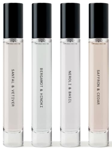 Salt & Stone Body Mist Discovery Set, 4 Mini Fragrance Sprays, 0.34 oz Each | Lightweight Mist, Mini Sampler Set for Gifting & Travel, Gender Neutral Fragrance, Glycerin & Red Algae, Vegan, Paraben-Free
