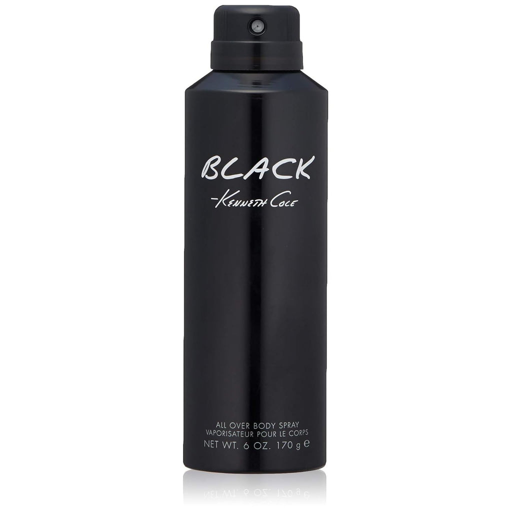 Kenneth Cole Black All Over Body Spray for Men, 6.0 Fl. Oz | Body Spray Cologne for Men, Aromatic Woody Fragrance, Notes of Watermint, Mandarin, Cedar, and Musk, Long-Lasting Cologne