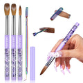 SAVILAND Kolinsky Acrylic Nail Brush Size 6,10,14 with Brush Cleaner Purple | Professional Nail Brushes, Cleaner Manicure Tool, Acrylic Brush Acrylic Powder, Nails Extension 3D Carving for Nail Art DIY