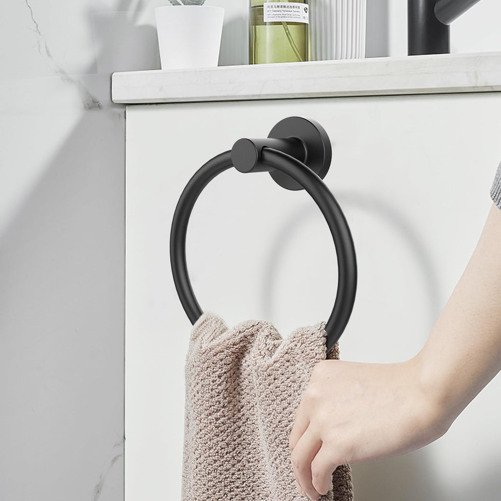 SetSail Towel Holder for Bathroom Wall Matte Black Towel Ring | Stainless Steel Hand Towel Holder Heavy Duty Towel Hanger for Bath, Kitchen
