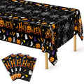 4 Pack Halloween Tablecloth 54 x 108 Inch Pumpkin Spider Web Table Cover | Disposable PE3 Plastic Tablecloth, Waterproof Tablecover for 6-8 Foot Tables, Halloween Pumpkin Decorations Party Tableware