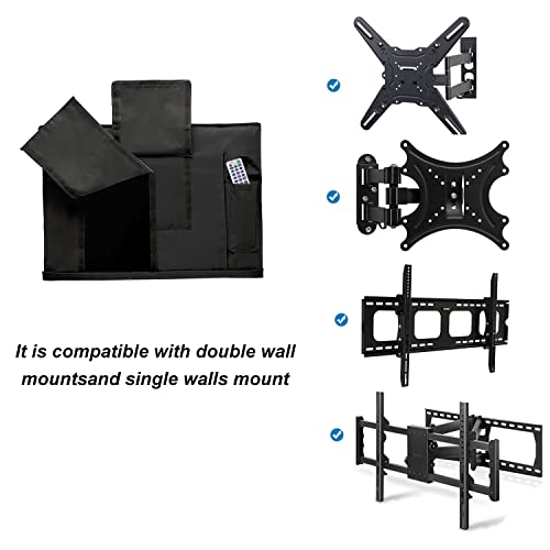 iBirdie Outdoor TV Cover 52 to 55 inch Weatherproof and Waterproof | Black, 52"L x 31"H Cover Size, 600D Thick Fabric, Outside Flat Screen Protector with Bottom