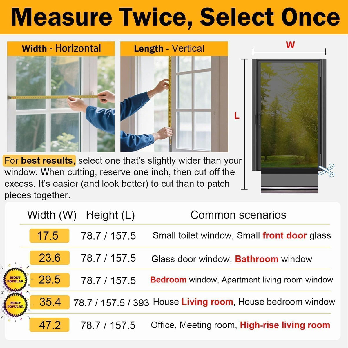 Upgraded One Way Window Privacy Film Sun Heat Blocking, 17.5" x 78.7" | Reflective Mirror Window Tint for Home Glass Windows Cover See Out Not In, Static Cling, Anti-UV, Anti-Glare, Black-Silver