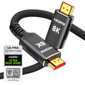 Snowkids 8K HDMI Cable 10ft, Certified 2.1 UHD [4K & Ethernet Support] | 48Gbps Ultra High Speed,Non-Slip,eARC 4K120 144Hz HDR10 HDCP 2.2&2.3,Braide 8K@60Hz Compatible for TV/PS-5/X-box/Sound System