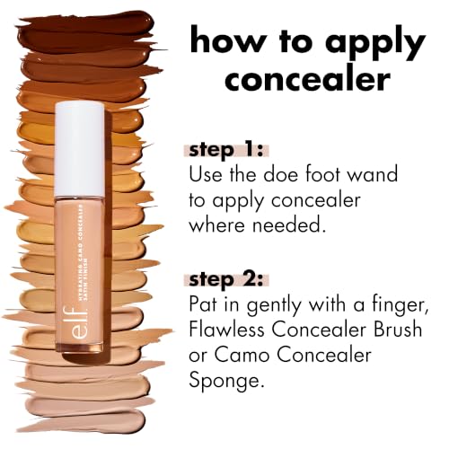 e.l.f. Hydrating Camo Concealer, Full Coverage, Light Ivory | Satin Finish, Under-Eye & Blemish Coverage, Hydrating Formula, Long-Lasting Wear, Non-Creasing, Vegan & Cruelty-Free