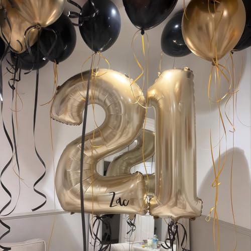 Champagne Gold 13 Balloon Number,40 Inch Light Gold 13 Balloons Big Foil Mylar Helium Number 13 Balloon for Birthday Party Anniversary Decorations
