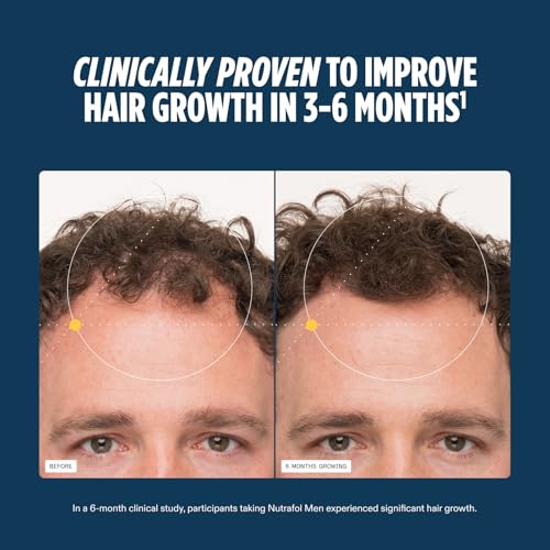 Nutrafol Men Hair Growth Supplements, Ages 18-49, 1-Month Bottle | #1 Dermatologist-Recommended Hair Growth Supplement Brand, Clinically Tested for Visibly Thicker Hair and Scalp Coverage