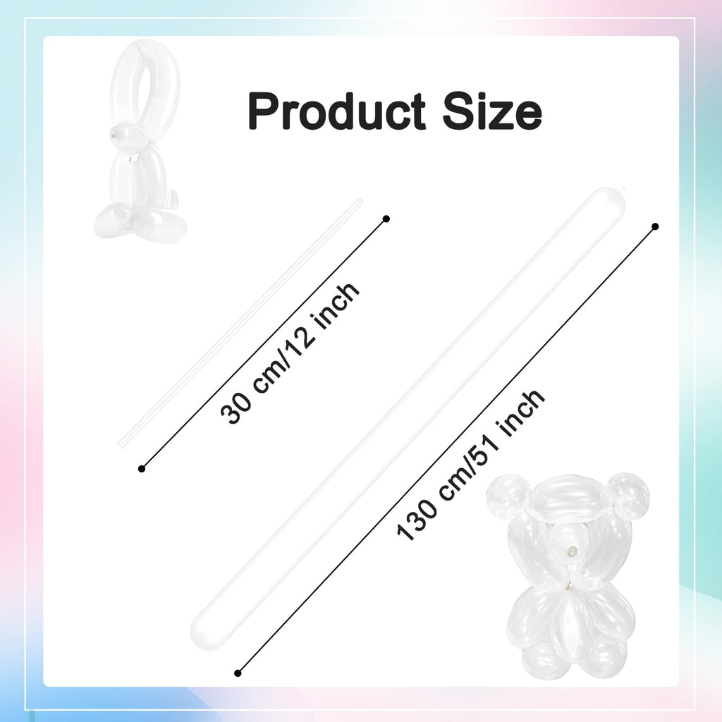260 Balloons - Clear Long Balloons for Tying Balloon Arch & Balloon Ties | 100Pcs Clear Animal Balloons, Skinny Balloons for Tying, Long to Tie, Twisting, Modeling, Making & Birthday Party Decor