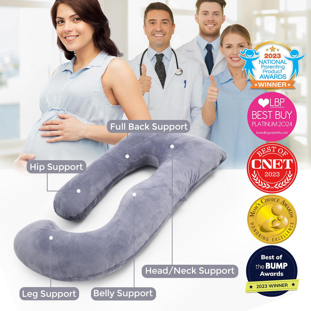Momcozy Pregnancy Pillow for Sleeping - U Shaped Full Body Maternity Pillow | Removable Cover, Support for Back, Legs, Belly, Hips for Pregnant Women, Side Sleeper, Pregnancy Gifts & Essentials, 57 Inch