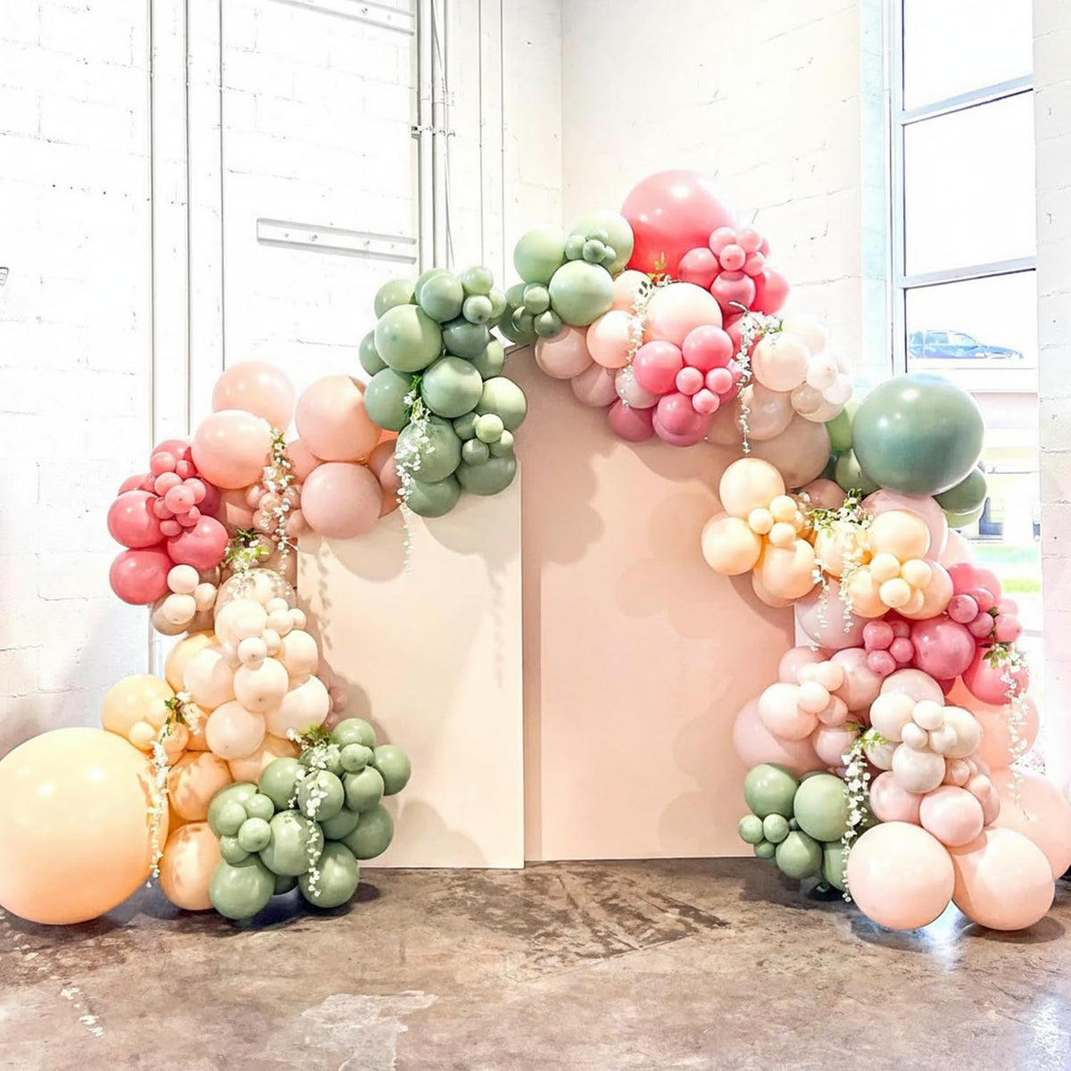 Sage Green Balloons for Boho Baby Shower Fairy Birthday Party Decorations | 60Pcs 12Inch Pink and Green Balloons Include Sage Green Pink Sand White Gold Confetti Balloons, Bridal Shower Decorations