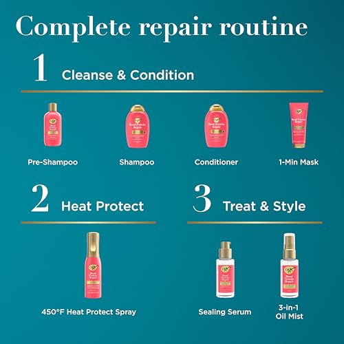 OGX Bond Protein Repair 450°F Heat Protect Spray, 6.5 fl. oz | Weightless Repair Mist, Nonstop Damage Protection*, All Hair Types, Heat Spray, Preps Hair for Styling