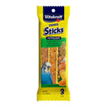 Vitakraft Crunch Sticks Parakeet Treat Vrty Pk Orange/Egg/Banana-3 Sticks | Variety Flavor Coating, Baked Crispy Mix, Natural Wood Center, Encourages Foraging Chewing, 3 Count Pack