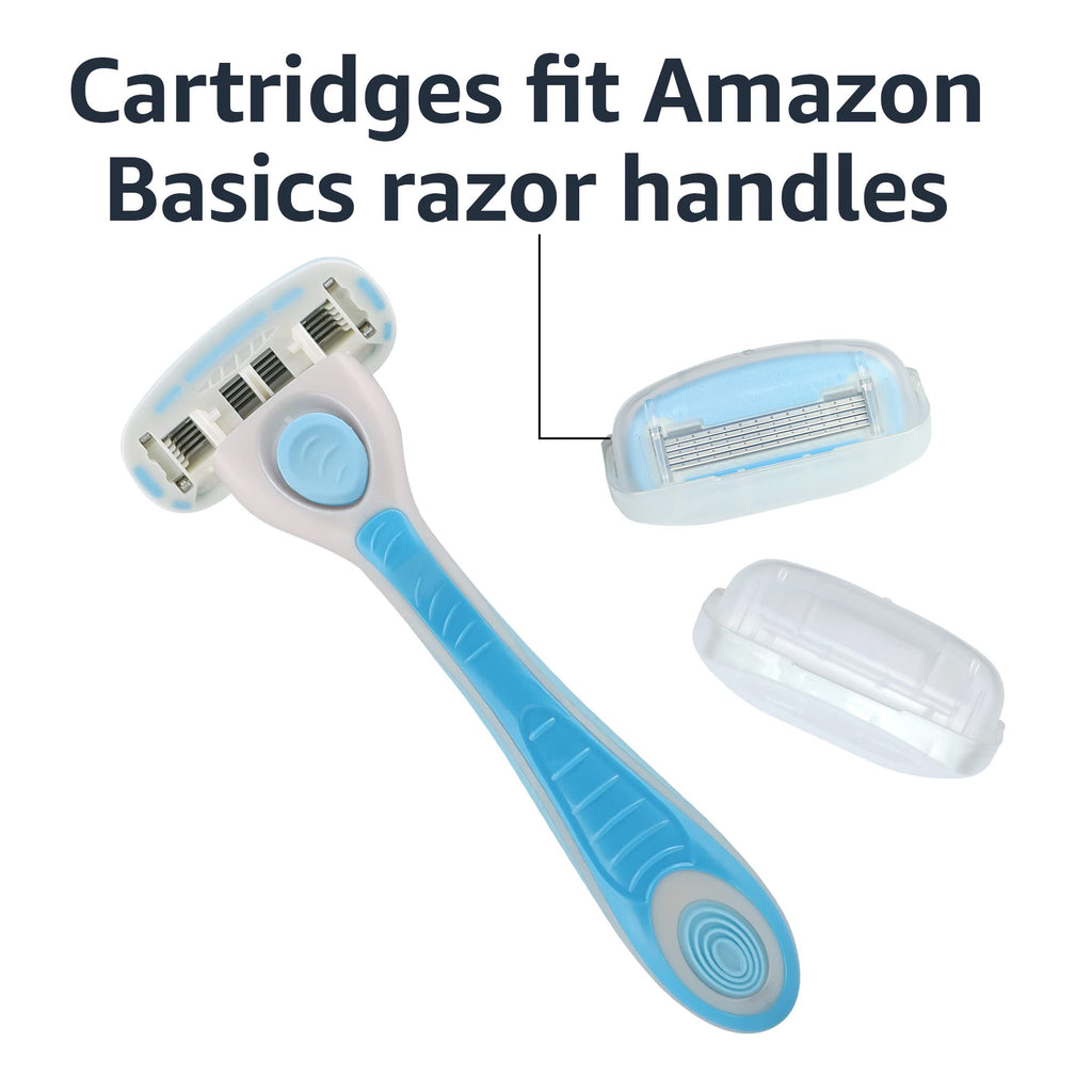 Amazon Basics 5-Blade Extra Smooth Razor for Women with Moisturizing Strips, Handle, 2 Cartridge Refills & Shower Holder (Previously Solimo)