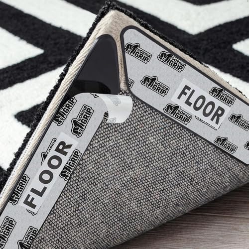 GORILLA GRIP® Extra Long Rug Grippers for Hardwood Floor, Reusable, Black | Dual-Sided Adhesives Pads Keep Area Rugs Corners Flat, Holds Down Carpet on Hard Wood, Tile Floors, Renter Friendly, 8 Pack