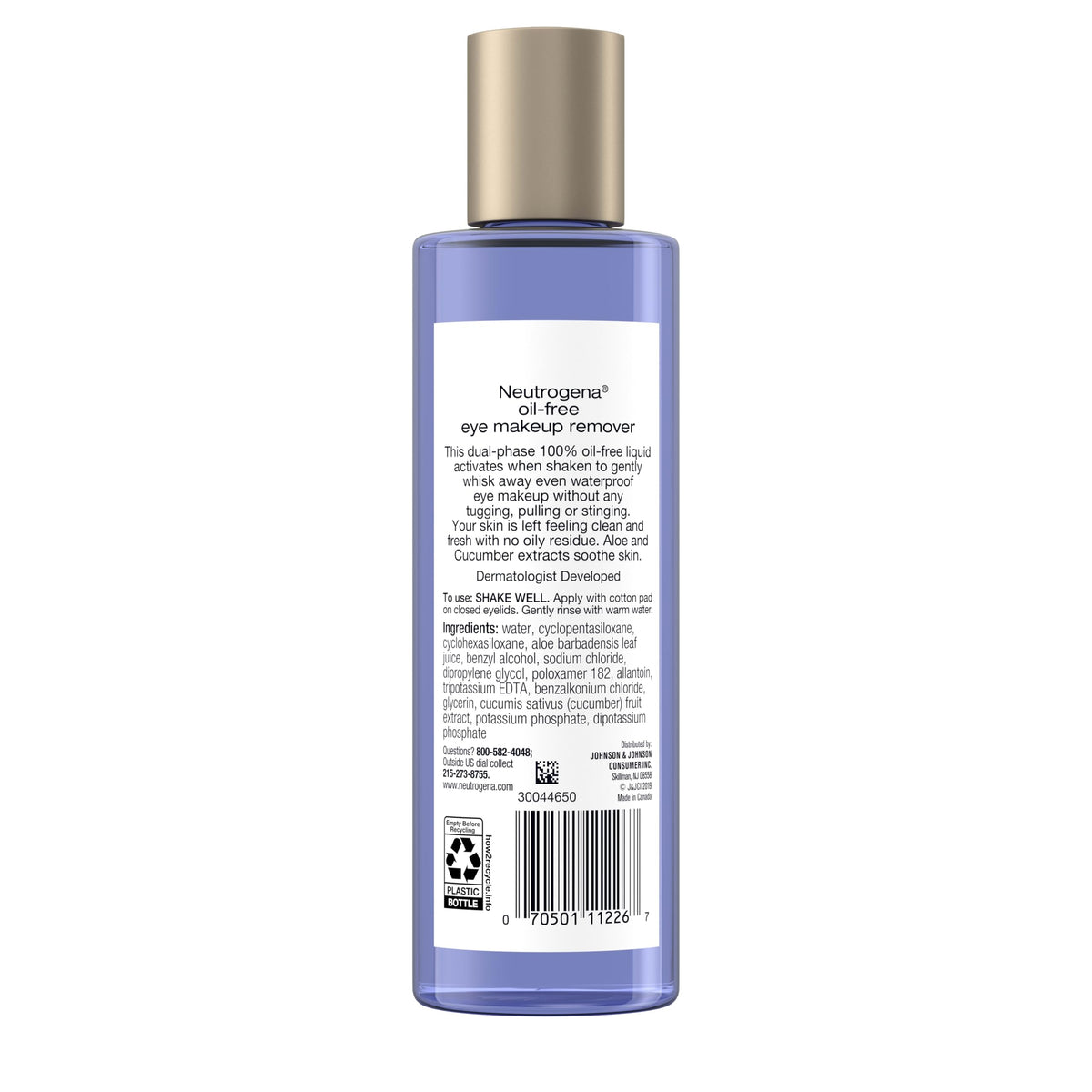 Neutrogena Oil-Free Eye Makeup Remover, 8 fl. oz | Gentle Cleanser for Sensitive Eyes, Dissolves Waterproof Mascara, Non-Greasy, Dermatologist & Ophthalmologist Tested