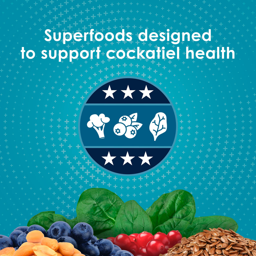 Kaytee Forti-Diet Pro Health Nourish+Protect Cockatiel Food, 5 lb | Digestive support daily. Parrot food for cockatiels. Prebiotics, probiotics, bird feed