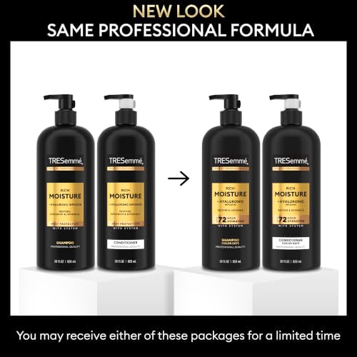 TRESemmé Rich Moisture Hydrating Shampoo & Conditioner Set 28 oz 2 Pack | Moisturizing for frizz-prone hair, Restores damaged hair, Moisturizes & detangles, Shampoo and Conditioner set