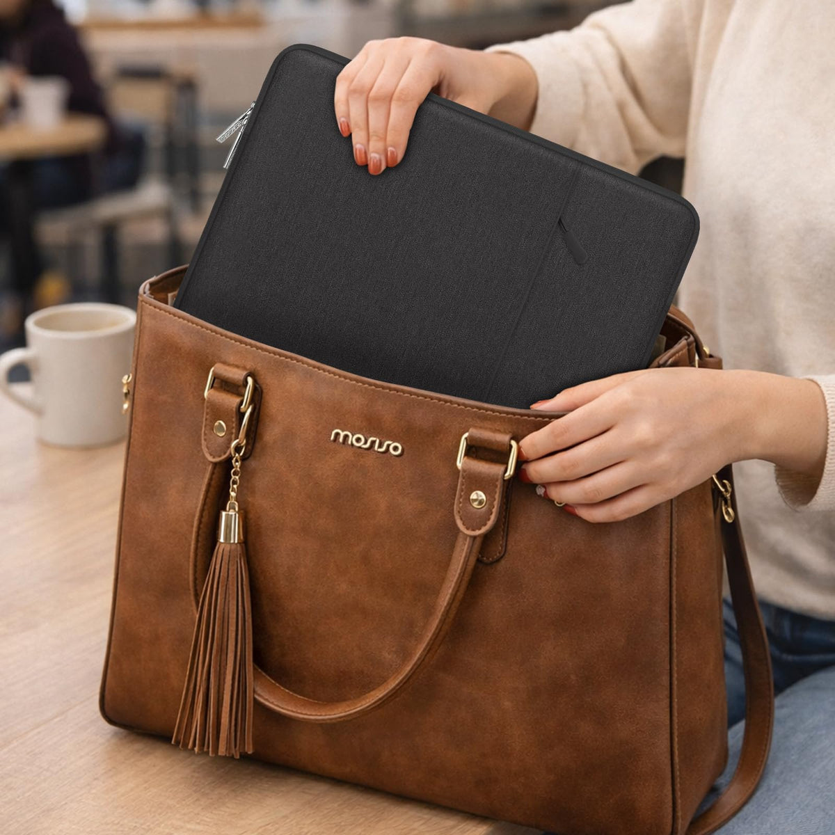 MOSISO Laptop Case 13.3 inch, 13-13.3 inch Laptop Sleeve Bag with Pocket | Compatible with MacBook Air/Pro 13/Pro 14 M5 M4 M3 M2 M1, HP Dell ASUS Lenovo, Polyester Vertical Computer Bag, Black