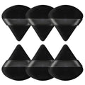 Pimoys Powder Puffs, 6 Pack Triangle Makeup Puff, Black | Soft Velour, Triangle and Round Design, Washable, Finger Strap, for Loose Powder